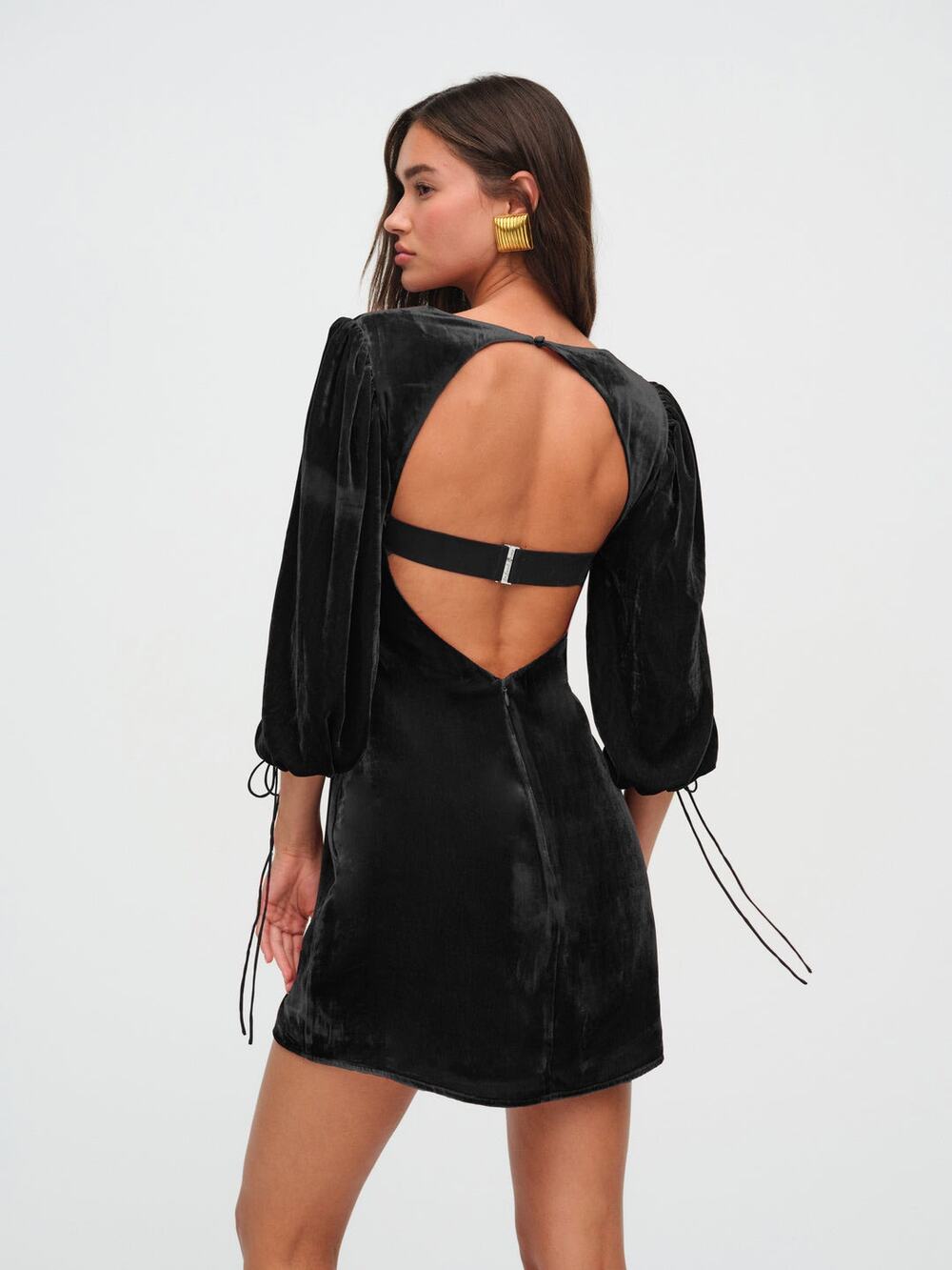 NEW For Love & Lemons Velvet Little Black Dress sz XXS
